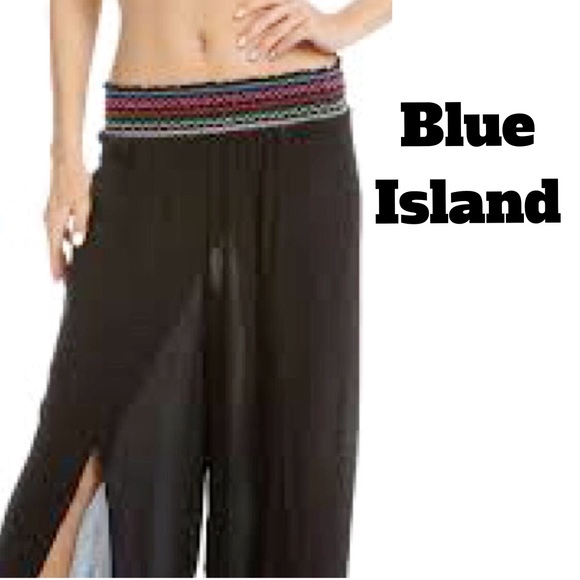Blue Island Shirred Waist Wrap Chiffon Beach Pants - Picture 2 of 12